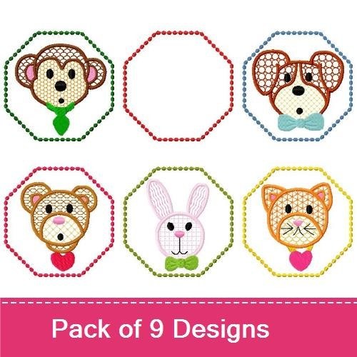 Animal Face Embroidery Bundle – Cute Designs (9 Designs)