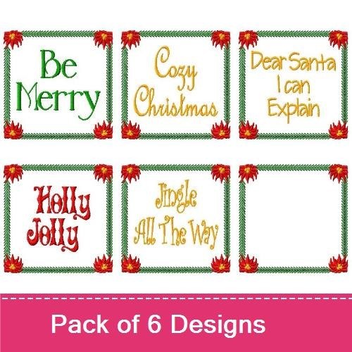 Christmas Sentiment Embroidery Designs Bundle – Be Merry, Cozy Christmas, Dear Santa I Can Explain & More (6 Designs)