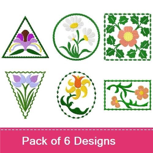 Floral Embroidery Designs Bundle – Daisy Bouquet, Iris Triangle, Rose Floral & More (6 Designs)