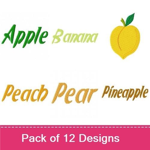 Fresh Fruit Embroidery Designs Bundle – Apple, Banana, Kiwi, Lemon, Orange & More (12 Designs)