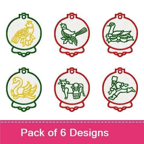 Vintage Holiday Ornament Birds Embroidery Designs Bundle – Bird, Dove, Swan, Duck & More (6 Designs)