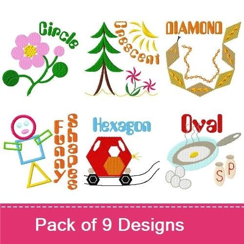 Shape & Nature Embroidery Bundle – Fun Designs (9 Designs)