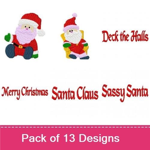 Santa Claus Embroidery Designs Bundle – Santa with Sleigh, Santa with Gift, Santa Sitting & More (13 Designs)