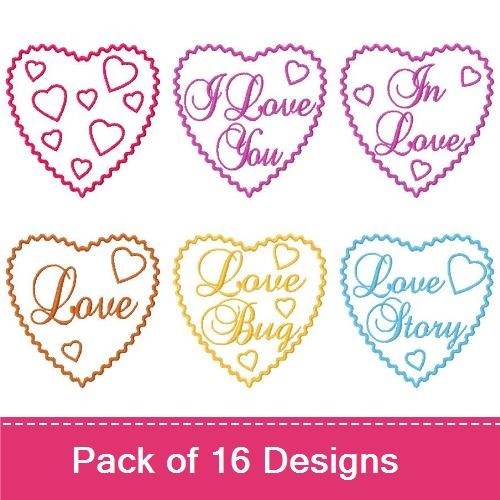 Redwork Romantic Heart Embroidery Designs Bundle – I Love You Heart, My Love Heart, True Love Heart & More (16 Designs)