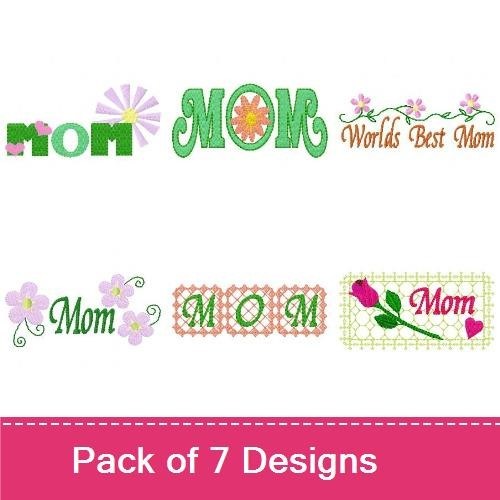 Floral Mom Embroidery Designs Bundle – Mom Floral, MOM with Flower, World's Best Mom & More (7 Designs)