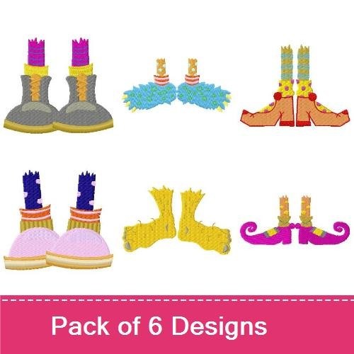 Witch Shoes Embroidery Designs Bundle – Pink Witch Shoes, Yellow Witch Shoes, Gray Witch Boots & More (6 Designs)