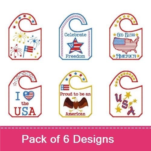 ITH Patriotic Door Hangers Embroidery Designs Bundle – Celebrate Freedom, USA Flag, I Love the USA & More (6 Designs)