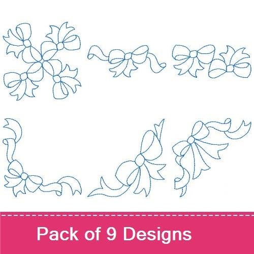 Redwork Elegant Bow Embroidery Designs Bundle – Bow with Leaves, Bow and Holly, Single Bow & More (9 Designs)