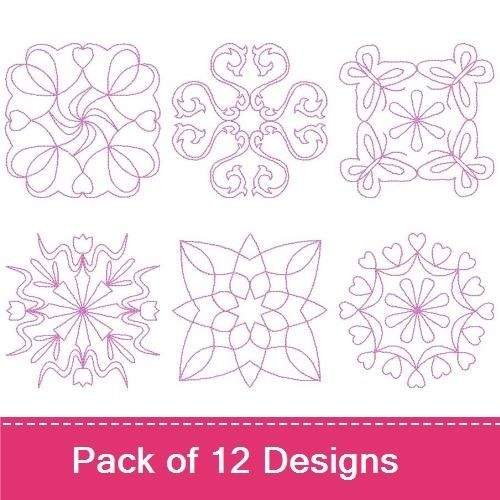 Redwork Delicate Floral Embroidery Designs Bundle – Floral Motif 1, Floral Motif 2, Floral Motif 3 & More (12 Designs)