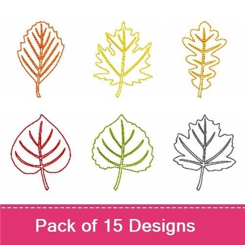 Redwork Leaves