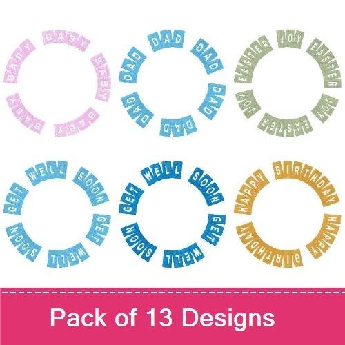 Holiday Banners Embroidery Designs Bundle – Smile, Dad, Birthday, Love & More (13 Designs)