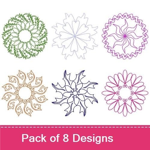 Floral Mandalas Embroidery Designs Bundle – Elegant Floral Patterns & More (8 Designs)