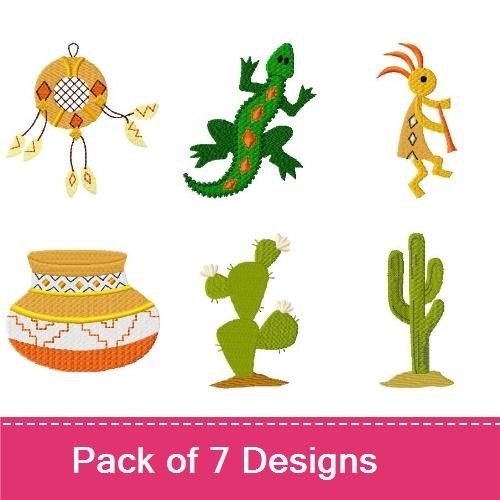 Southwestern Embroidery Bundle – Kachina Dancer, Dreamcatcher, Lizard & More (7 Designs)