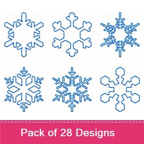 FSL Snowflake Embroidery Designs Bundle – Intricate Snowflakes & More (28 Designs)