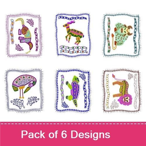 Colorful Tribal Animal Embroidery Bundle – Toucan, Lizard, Owl & More (6 Designs)