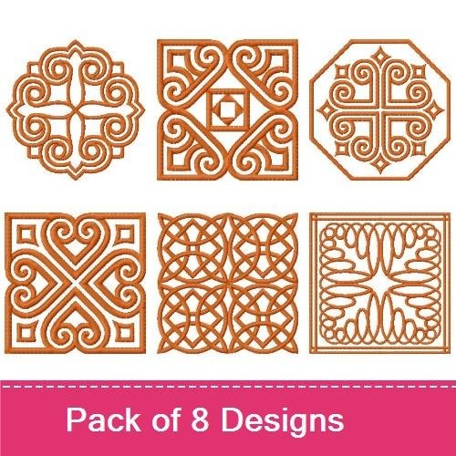 Geometric Patterns Embroidery Designs Bundle – Intricate Circular Design, Complex Geometric Pattern & More (8 Designs)
