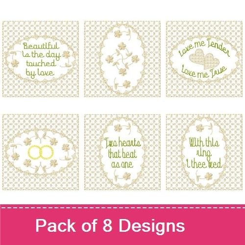 Wedding Sentiments Embroidery Bundle – Beautiful is the Day Touched by Love, Together is a Beautiful Place to Be & More (8 Designs)