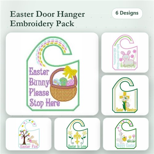 Easter Door Hanger Embroidery Bundle – Easter Bunny, Egg Basket, Flowers & More (6 Designs)