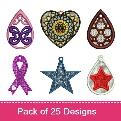 FSL Geometric Ornaments Embroidery Bundle – Star, Heart, Floral Round & More (25 Designs)