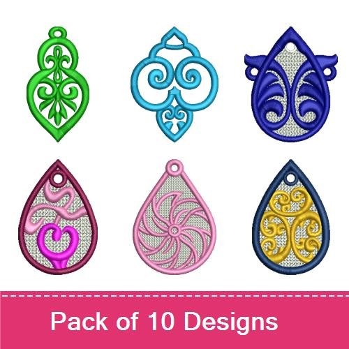 FSL Elegant Filigree Ornaments Embroidery Designs Bundle – Yellow, Green, Pink, Blue & More (10 Designs)