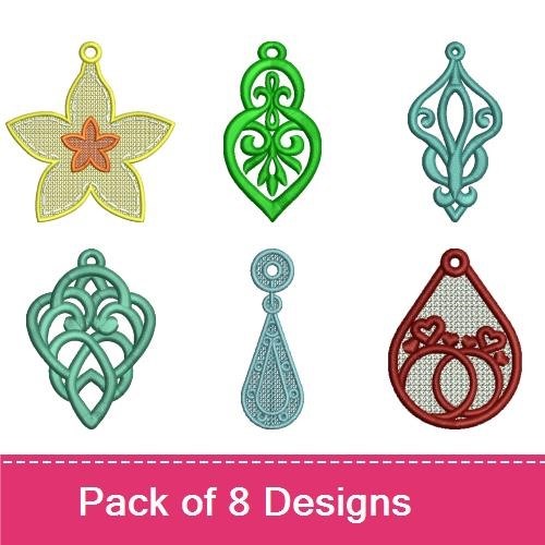 FSL Elegant Lace Ornaments Embroidery Designs Bundle – Teardrop Lace, Floral Lace, Scroll Lace & More (8 Designs)
