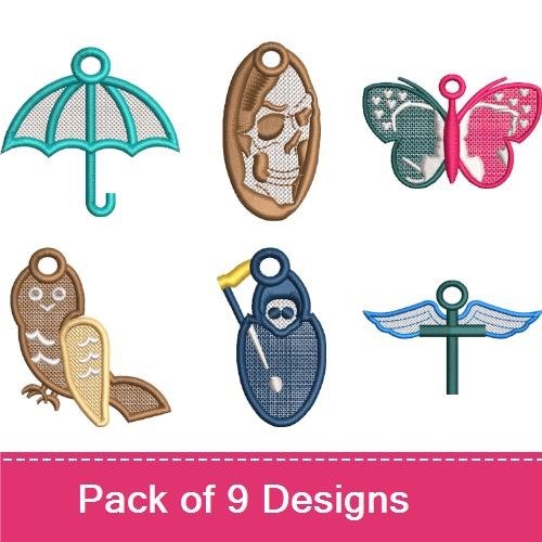 FSL Eclectic Silhouette Embroidery Bundle – Bull Head, Umbrella, Skull & More (9 Designs)
