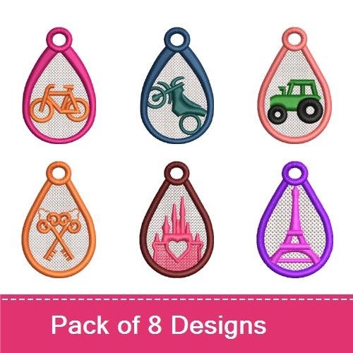 FSL Travel and Transport Embroidery Designs Bundle – Airplane, Bicycle, Motorcycle & More (8 Designs)