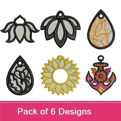 FSL Floral and Nautical Embroidery Designs Bundle – Anchor with Floral Design, Lotus Flower, Sunflower Lace & More (6 Designs)