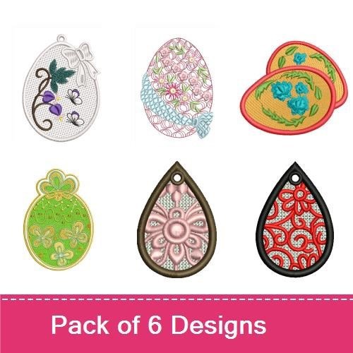 FSL Easter Egg Ornament Embroidery Bundle – Easter Egg with Violets, Colorful Easter Egg, Floral Easter Egg & More (6 Designs)