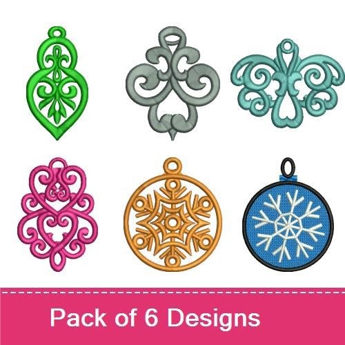 FSL Filigree Ornaments Embroidery Bundle – Heart, Butterfly, Snowflake & More (6 Designs)