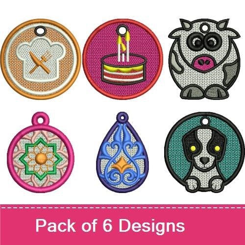 Chef Hat, Birthday Cake & Cow Keychain Embroidery Bundle – Fun Designs (6 Designs)