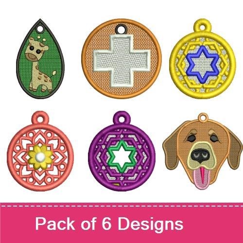 FSL Cute Animal & Decorative Ornaments Embroidery Bundle – Giraffe, Dog Face, Star & More (6 Designs)