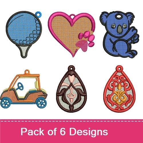 FSL Cute & Whimsical Embroidery Designs Bundle – Koala Ornament, Balloon Ornament, Heart Ornament & More (6 Designs)