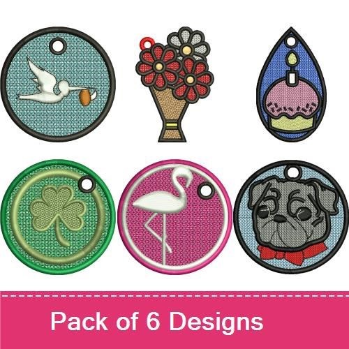 Dove, Flower & Cupcake Embroidery Bundle – Shamrock, Flamingo & Pug Designs (6 Designs)