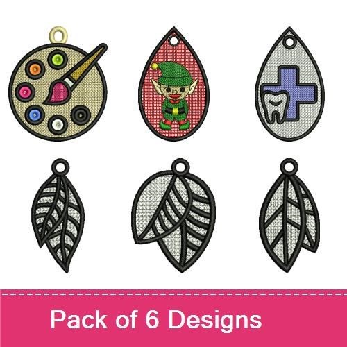 FSL Whimsical Nature Earrings Embroidery Bundle – Elf, Palette, Cross & More (6 Designs)