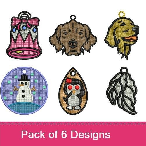 Golden Retriever & Penguin Embroidery Bundle – Holiday Designs (6 Designs)