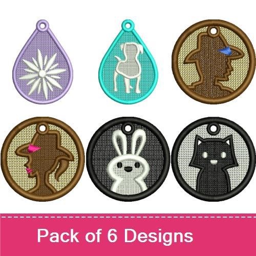 FSL Animal Silhouettes Embroidery Bundle – Dog, Flower, Cowboy, Bunny & More (6 Designs)