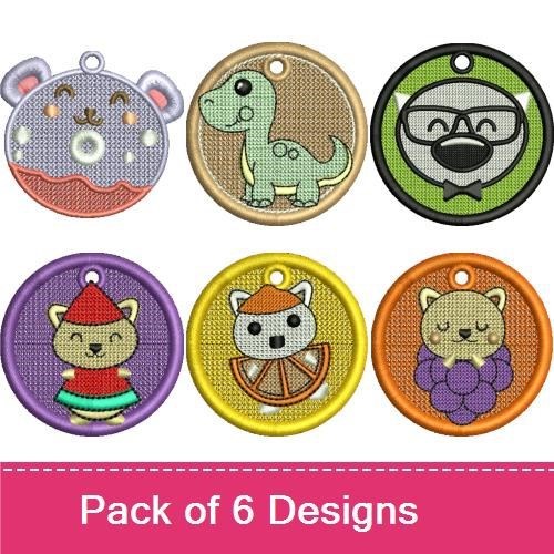 Koala, Dinosaur & Bear Keychain Embroidery Bundle – Fun Designs (6 Designs)