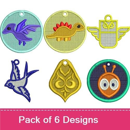 FSL Cute Animal & Nature Embroidery Designs Bundle – Flying Bird, Dinosaur, Owl & More (6 Designs)