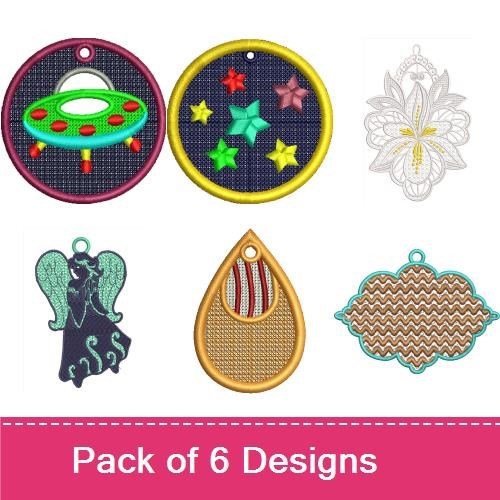 FSL Whimsical Lace Embroidery Bundle – UFO Ornament, Flower Lace, Mermaid Ornament & More (6 Designs)