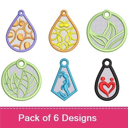 FSL Lace Motifs Embroidery Designs Bundle – Lace Heart, Teardrop, Floral Swirl & More (6 Designs)