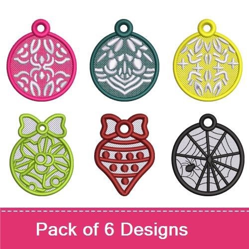 FSL Festive Ornament Embroidery Bundle – Floral, Owl, Heart & More (6 Designs)