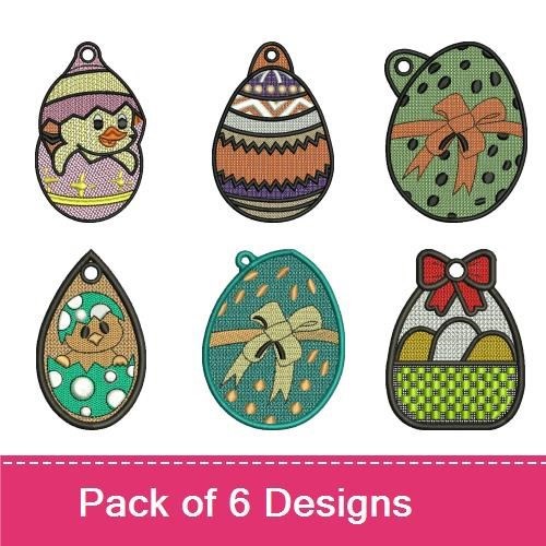 FSL Easter Egg & Duckling Embroidery Designs Bundle – Duckling Easter Egg, Polka Dot Easter Egg, & More (6 Designs)