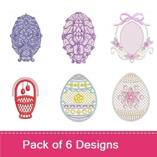 FSL Easter Egg Embroidery Designs Bundle – Floral, Intricate, Geometric & More (6 Designs)