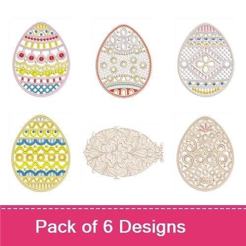 FSL Easter Egg Embroidery Designs Bundle – Decorative Circles, Colorful Dots, Floral & More (6 Designs)