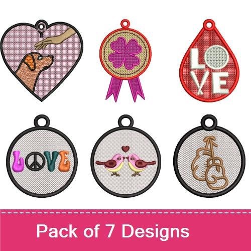 FSL Love and Nature Embroidery Designs Bundle – Swans with Hearts, Peace Symbol, Birds with Hearts & More (7 Designs)