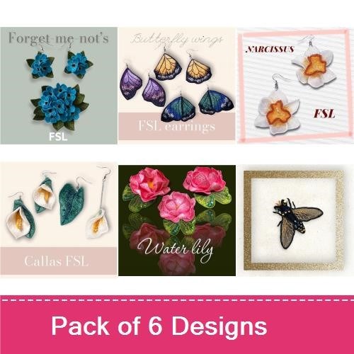 FSL Floral and Nature Embroidery Designs Bundle – Forget-me-nots, Calla Lily, Butterfly & More (6 Designs)