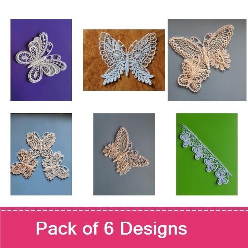 FSL Butterfly Embroidery Designs Bundle – Elegant Lace, Small Lace, Decor Lace & More (6 Designs)