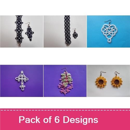 FSL Elegant Jewelry Embroidery Designs Bundle – Lace Bracelet, Lace Earring, Heart Ornament & More (6 Designs)