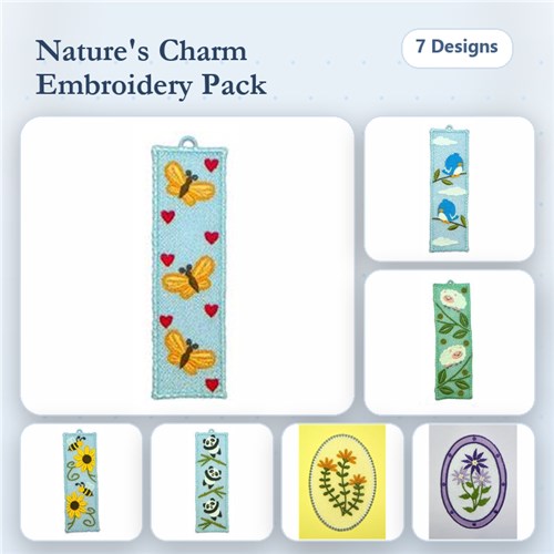 FSL Nature Ornaments Embroidery Bundle – Butterfly, Bird, Sunflower & More (7 Designs)